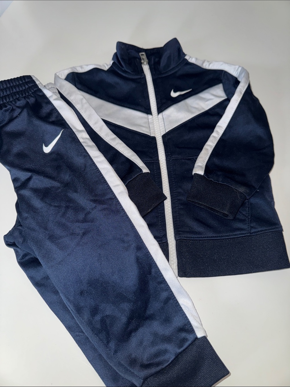 Nike Baby Tracksuit - Navy/White, EUC Size 12 Months